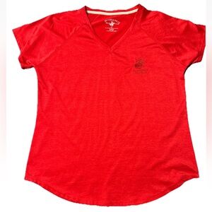 Beverly Hills Polo Club Womens XL Red Performance V-neck Shirt Casual ActIvewear